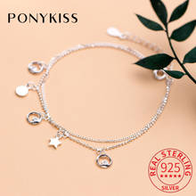 PONYKISS Real 925 Sterling Silver Double Layer Zircon Geometric Star Bracelets Fine Jewelry Delicate Accessory For Women Party 2024 - buy cheap