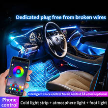 12V Car Interior Decoration Led RGB Strip Lighting Foot Ambient Lights App Control Music For Car Dashboard Atmosphere Lamp Parts 2024 - buy cheap