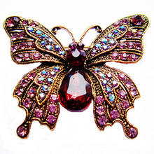 Joyería de cristal Vintage broches de mariposa de esmalte grande regalo de boda para mujeres broche de insecto broches joyería 2024 - compra barato