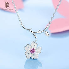 Bague Ringen Charms Necklace for Women Silver 925 Jewelry Sakura cherry blossoms Clavicle Chain Trendy Female Gift Party Dating 2024 - buy cheap
