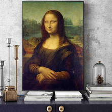 Pintura en lienzo con sonrisa de Mona Lisa, impresiones famosas clásicas de Da Vinci y carteles, imágenes artísticas de pared para decoración de sala de estar 2024 - compra barato