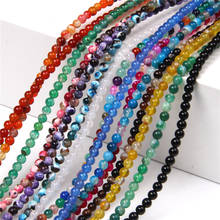 4mm Colorful Natural Agates Beads Polish Round Stripe Agat Gems Loose Beads for Jewelry making DIY Beadwork Accessories 15" 2024 - buy cheap