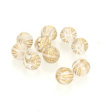 Miasol 100 pcs 10mm Plating Acrylic Stripe Round Beads  Antique Design Spacers Beads For Jewelry Making  Accessories 2024 - buy cheap