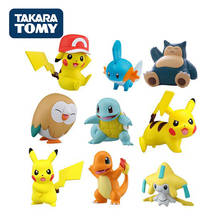 4 см Takara Tomy Pokemon фигурка Snorlax Squirtle Charmander Mew vaporion Raichu Rowlet Mimikyu Pikachu ПВХ фигурка игрушки 2024 - купить недорого