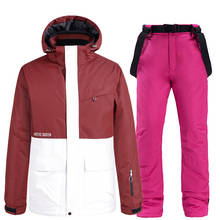 Traje de esquí para hombre y mujer, chaqueta cálida a prueba de viento, pantalones de Snowboard gruesos, traje de esquí alpino impermeable, color rojo y blanco, para invierno 2024 - compra barato