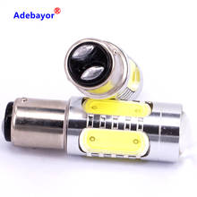 Adebayoy 2x1157 BAY15D P21/5W 7.5W lens 5 COB LED Tail Brake Stop bulb Fog Light 7528 2057 Auto Brake Lamp White Amber 2024 - buy cheap