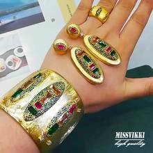 Missvikki роскошный великолепный Дубайский стиль широкое кольцо ювелирный набор для свадьбы Рождество Новый год подарок 2024 - купить недорого