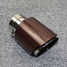 1 car Accessories 304 stainless steel Exhaust pipe carbon fiber tail throat straight side red gloss muffler tail pipe 2024 - купить недорого