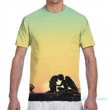 Merman & harpy pôr-do-sol dos homens camiseta feminina por todo o lado da cópia da menina da forma t camisa menino topos t camisas de manga curta 2024 - compre barato