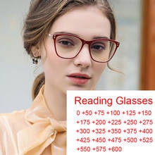 Óculos de leitura anti-blu-ray feminino, óculos de alta qualidade de designer vermelho dioptria presbiopia + 1 + 2 + 6 leesbril 2024 - compre barato