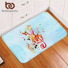 BeddingOutlet Music Note Carpet Watercolor Non-slip Soft Rug Stylish Youth Floor Mat Absorbent Sky Blue Doormat For Living Room 2024 - buy cheap