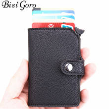 BISI GORO RFID Credit Card Holder Protection Anti-theft Men Wallet Leather Metal Aluminum Business Bank Card Case Card Wallet 2024 - buy cheap