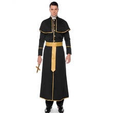 New Priest Costume Cosplay Father Halloween Costume For Men Adult Carnival Party Suit Dress Up 2024 - buy cheap