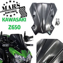 Fibra de carbono da motocicleta esportes windshield windscreen viser defletor viseira se encaixa para kawasaki z650 2020 2021 bolha dupla 2024 - compre barato
