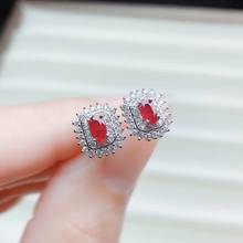 exquisite red ruby gemstone stud earrings for women silver ornament girl birthday party anniversary engagement gift natural gem 2024 - buy cheap