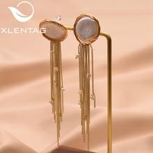 XlentAg Handmade Fresh Water Baroque Flat Pearl Tassel Stud Earrings For Women Wife Party Gift Earrings Fine Jewelry GE0656 2024 - buy cheap