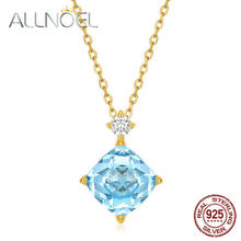 ALLNOEL 100% Natural Topaz Necklace For Women 925 Sterling Silver Pendant Necklaces Real Gold Plated 450cm Adjustable Chain 2024 - buy cheap