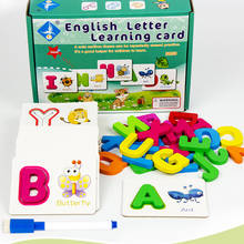 Quebra-cabeças de madeira montessori, jogo de letras do alfabeto, feito em inglês, brinquedo educacional, quebra-cabeças de memória 2024 - compre barato