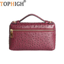 Tophigh bolsa de mão clássica de avestruz maroon, bolsa de mão de luxo para mulheres, bolsa de maquiagem para festa 2021 2024 - compre barato