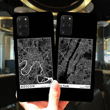 Funda de silicona negra con mapa de viaje de la ciudad de Moscú, mundo, Nueva York, para Samsung S20 FE Ultra S10 Lite S9 S8 Plus S7 Edge S10E 2024 - compra barato