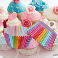 100 Pieces Rainbow Cake Cupcake Muffin Party Tray Baking Pan Standing Cake Box Liner Wedding Party Kitchen Baking 2024 - buy cheap