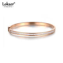 Lokaer Classic Titanium Steel Rose Gold Color Bracelets & Bangles Luxury Cubic Zirconia Wedding Bangle Jewelry For Women B18047 2024 - buy cheap