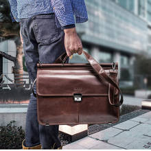 Genuine Leather business men's briefcase large capacity 17" laptop bag male handbags multifunctional men Commuter bags Cowhide 2024 - buy cheap