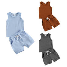 0-3Y Newborn Baby Boys Summer Outfit Sets Ribbed Sleeveless Solid Color Vest Tops+Elastic Shorts Pants Toddler Casual Outfits 2024 - buy cheap