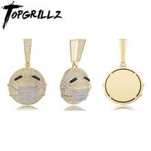 TOPGRILLZ 2020 новый кулон с круглым лицом плохого настроения мужской кулон со сверкающим фианитом кулон в стиле хип-хоп модная изящная бижутерия для подарка 2024 - купить недорого