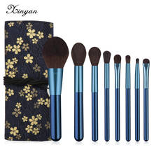 XINYAN Blue Makeup Brush Set Fashion Professional Make up Brushes Kits Cosmetic Beauty Tools Kit 8pcs 2024 - buy cheap