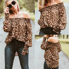 Blusa de manga larga con hombros descubiertos para mujer, blusa Sexy con estampado de leopardo, camisa individualizada 2024 - compra barato