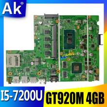 Placa base de ordenador portátil AK X541UJ X541UVK para ASUS X541UJ X541UV X541U X541 placa base original 4G RAM I5-7200U GT920M 2024 - compra barato