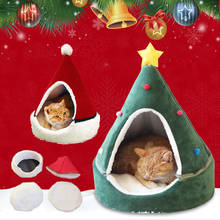 Cama para gato e cachorro, casinha de natal em forma de árvore, quente e macia, para animais de estimação, com ninho dormir 2024 - compre barato