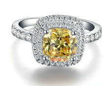 Hot 2 Carat Cushion Cut ENGAGEMENT  RING, 925 sterling silver jewelry, yellow stone, women weeding ring 2024 - buy cheap