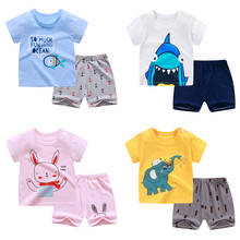 Комплекты летней одежды детский хлопковый комплект для маленьких мальчиков и девочек, комплект из 2 предметов: рубашка + штаны летний комплект 2024 - купить недорого