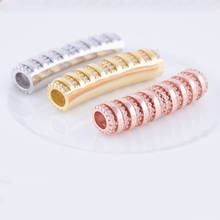 1pc Copper Micro-inlaid Zircon 8*32mm Bends Tube Loose Spacer Pipe for Women's Jewelry Making DIY Necklace Bracelet Accessories 2024 - buy cheap