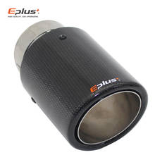EPLUS-silenciador de tubo de escape de fibra de carbono brillante para coche, Punta Universal recta, color plata inoxidable, varios tamaños, para Akrapovic 2024 - compra barato