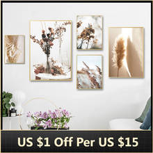Canvas Painting Dried Flower Plant Beige Reed Wheat Nordic Posters and Prints Wall Art Wall Pictures for Living Room Home Decor 2024 - buy cheap