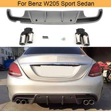 PP Rear Bumper Diffuser Lip with Exhaust Tips for Mercedes Benz W205 Sport Sedan 4 Door 2015-2017 Non Standard Rear Diffuser 2024 - buy cheap