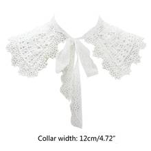 European Pastoral Style Women False Fake Collar Hollow Out Embroidery Floral Lace Half Shirt Shawl with Lace Up Bowtie Necklace 2024 - buy cheap