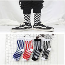 Fashion Harajuku style unisex street fashion cotton socks hip hop skateboard men socks fun plaid checkerboard pattern socks meia 2024 - buy cheap