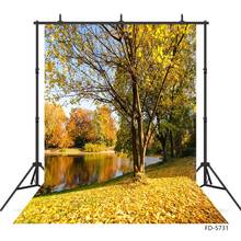 Autumn Yellow Trree Leaves Lake Scenic Photography Backdrop Custom Background for Children Baby Portrait Photophone Fond Photo 2024 - buy cheap