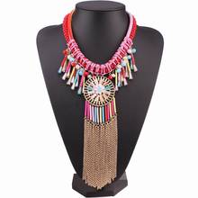 big flower pendant multi layers rope chain tassel red statement necklace for women gift  brand new design fashion necklace 2024 - buy cheap