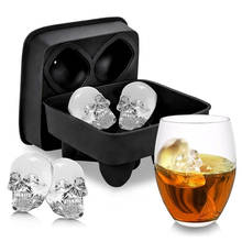 3D Skull Silicone Mold Jello Ice for Whiskey and Cocktails Flexible Silicone Ice Cube Tray Mold With Lid  Bar Accessories 2024 - buy cheap