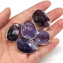 Natural stone drop-shaped Pendants Amethyst double hole connector for Jewelry Making DIY necklace Bracelets accessories 2024 - buy cheap
