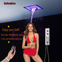 Cabezal de ducha de cristal de cuarzo con Bluetooth, juego de ducha de baño, mezclador termostático oculto, sistema de altavoz de Ducha 2024 - compra barato