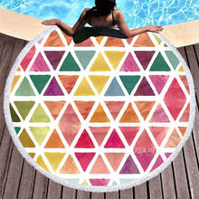Toalla de playa redonda geométrica Multicolor para mujer, Toalla de microfibra para baño, toallas de ducha con borlas, estera para cubrir Bikini, servilleta de plage 2024 - compra barato