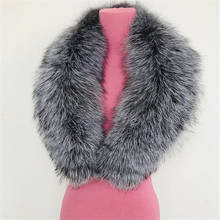 JKP Scarf Real Silver Fox Fur Collar for Women Winter Women's Scarf Coat Parka Accessories Natural Silver Fox Fur Collar 2024 - buy cheap