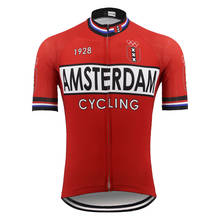 Jersey de ciclismo rojo de AMSTERDAM, ropa de ciclismo de manga corta, mtb, Francia, Holanda, ITALIA, 5 estilos campestres 2024 - compra barato