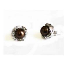 Free Shipping wholesale Beautiful brown 8mm shell pearl earrings jewelry 2024 - buy cheap